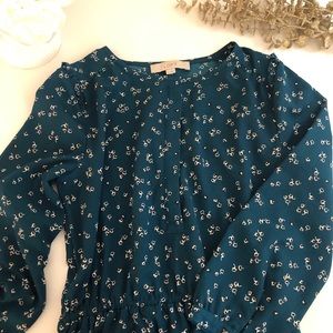 LOFT Teal Floral Dress | Size Small